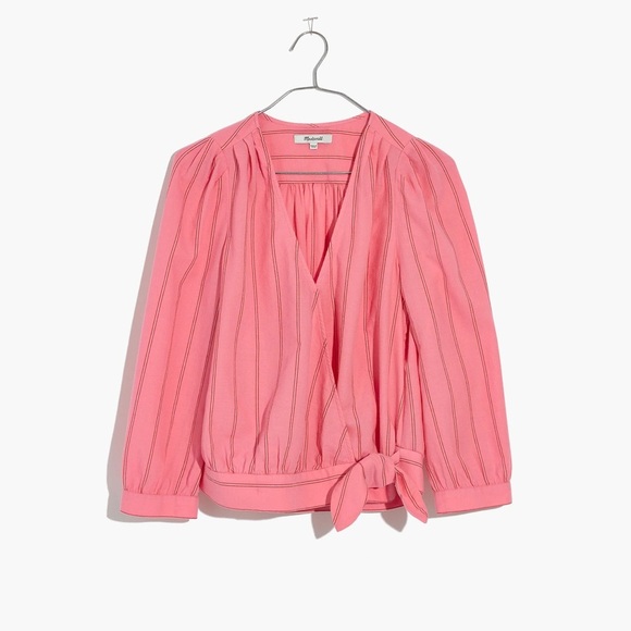 Madewell Tops - Madewell Wrap Top in Cecilia Stripe, SZ XS, Pink